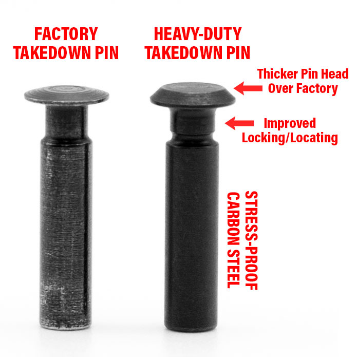 Overhead View - Ruger LCP/LCP2 Heavy Duty Takedown Pin Stock Comparison Graphic