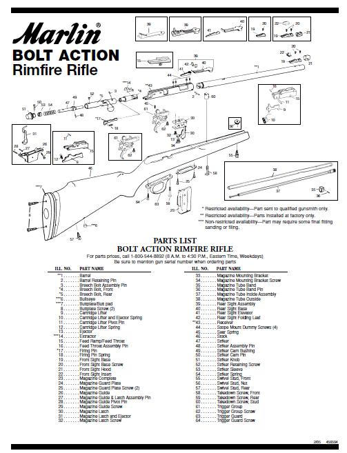 marlin 22 rifle parts diagram. 