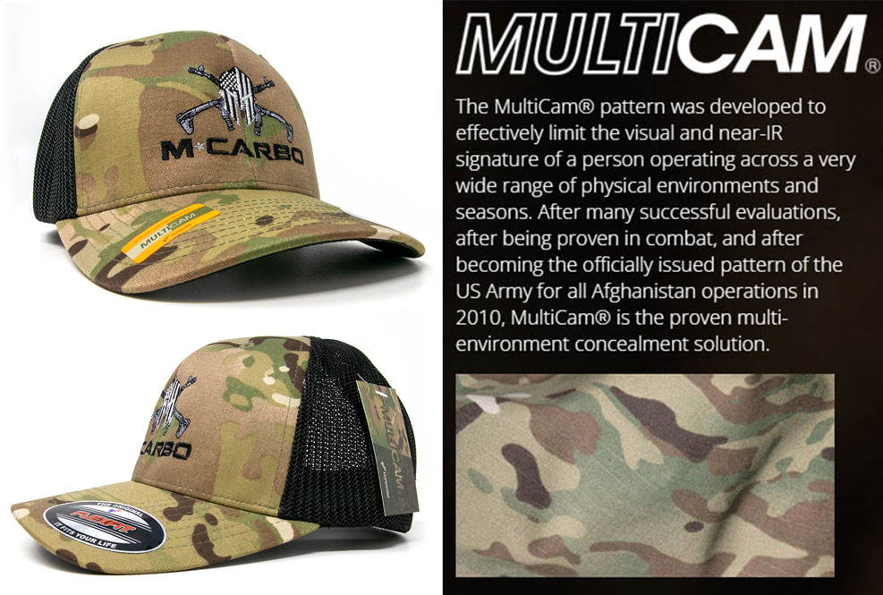 M*CARBO Black Mesh Hat MultiCam Pattern