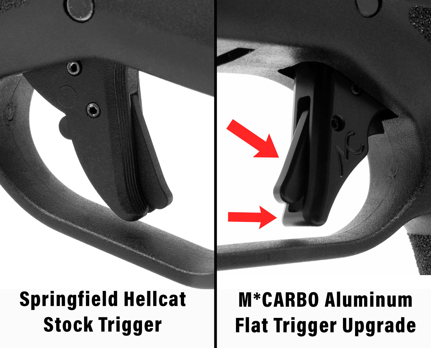 M*CARBO Springfield Hellcat Flat Trigger - Safety Blade Comparison