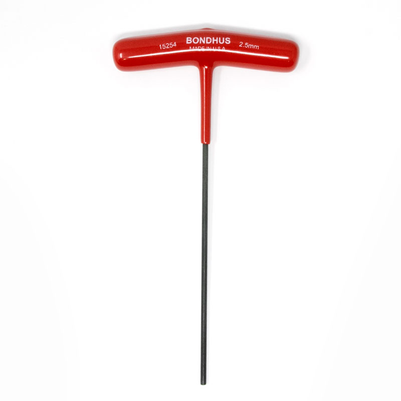 Red 2.5mm T- Handle Hex Wrench Overhead Angle