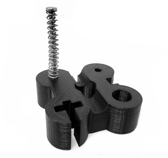 Gunsmith Bench Block with Recoil Spring Assembly Inserted M*CARBO