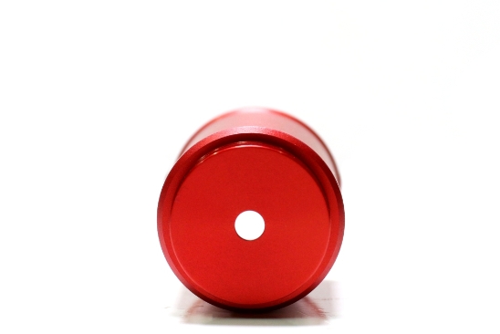 Close-up Front of KS7 Hi-Vis Red Anodized Follower M*CARBO