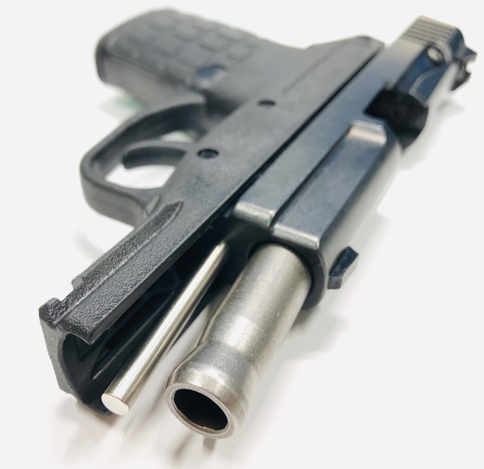 KEL TEC PF9 Stainless Steel Guide Rod Installed in PF9 with Slide Locked Back