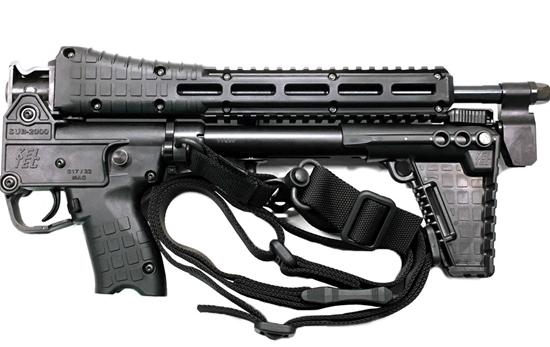 Overhead View of KEL-TEC SUB-2000 with Dual QD Sling Mount and Sling Installed