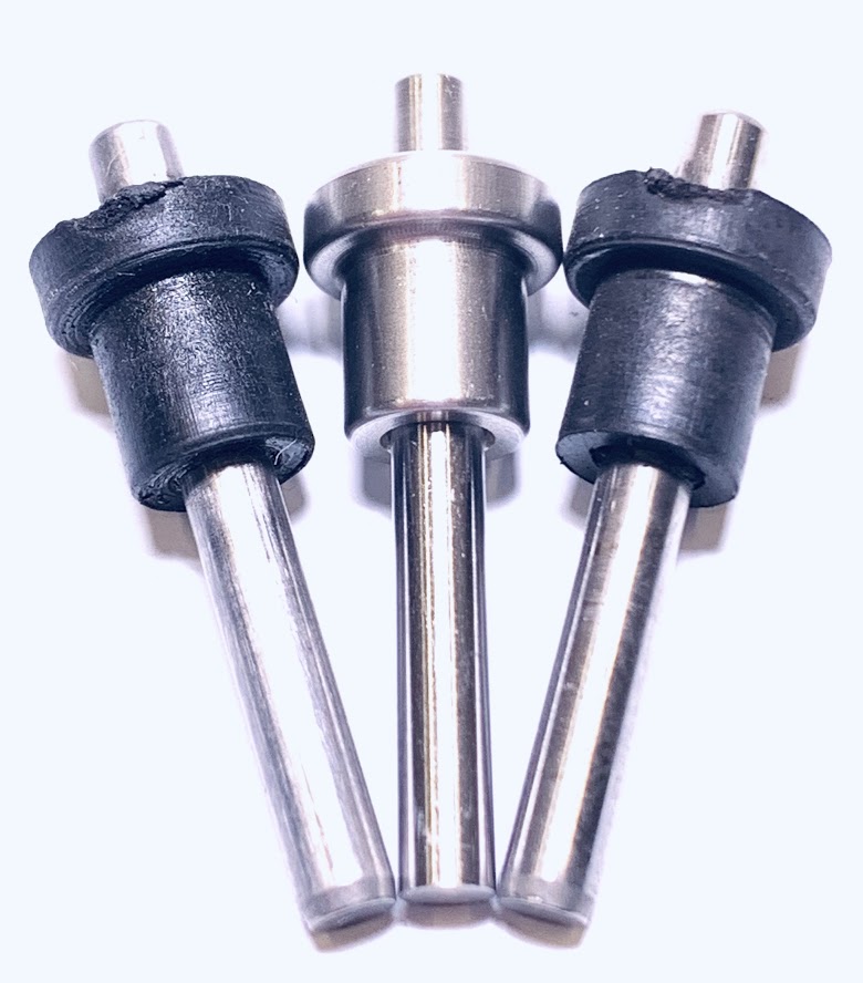 Overhead View - KEL-TEC SUB-2000 Stainless Steel Hammer Bushing Comparison with Stock Hammer Bushings