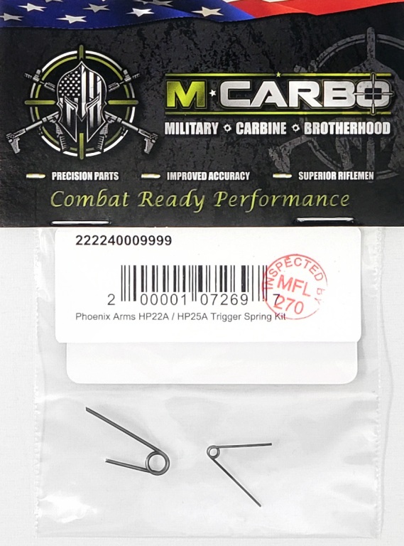 Packaged Phoenix Arms HP22A/HP25A Trigger Spring Kit M*CARBO