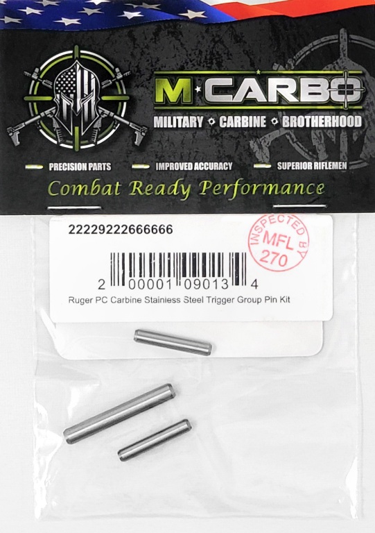 Packaged Ruger PC Carbine Stainless Steel Trigger Group Pin Kit M*CARBO