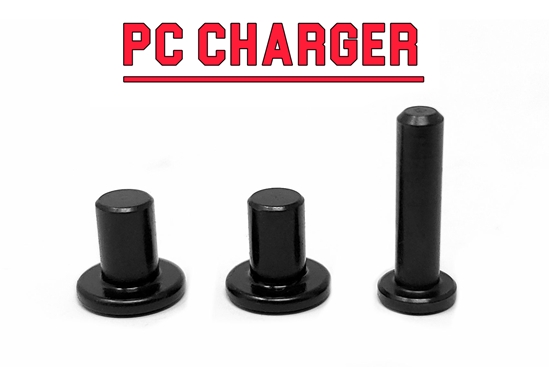 PC Charger Steel Bolt Head Pins and Extractor Pin Kit Lined up in a Row