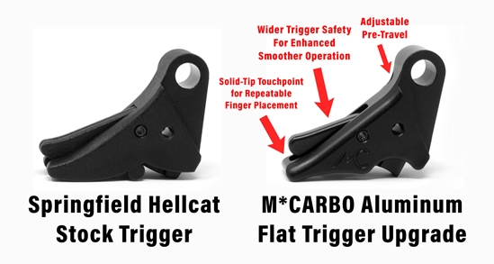 Springfield Hellcat Flat Trigger and Stock Trigger Comparison