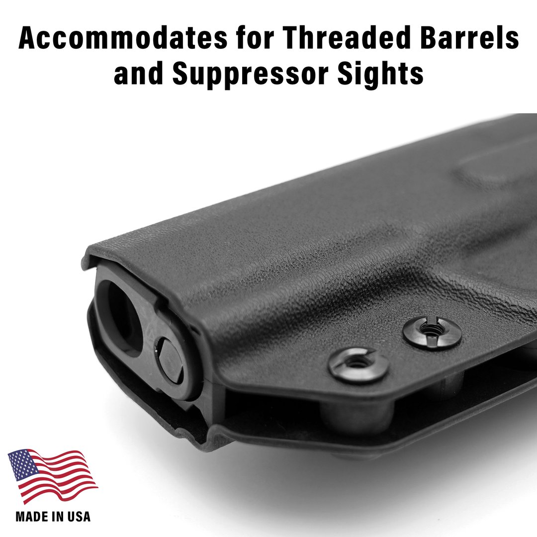 M*CARBO Holster accommodates for threaded barrels