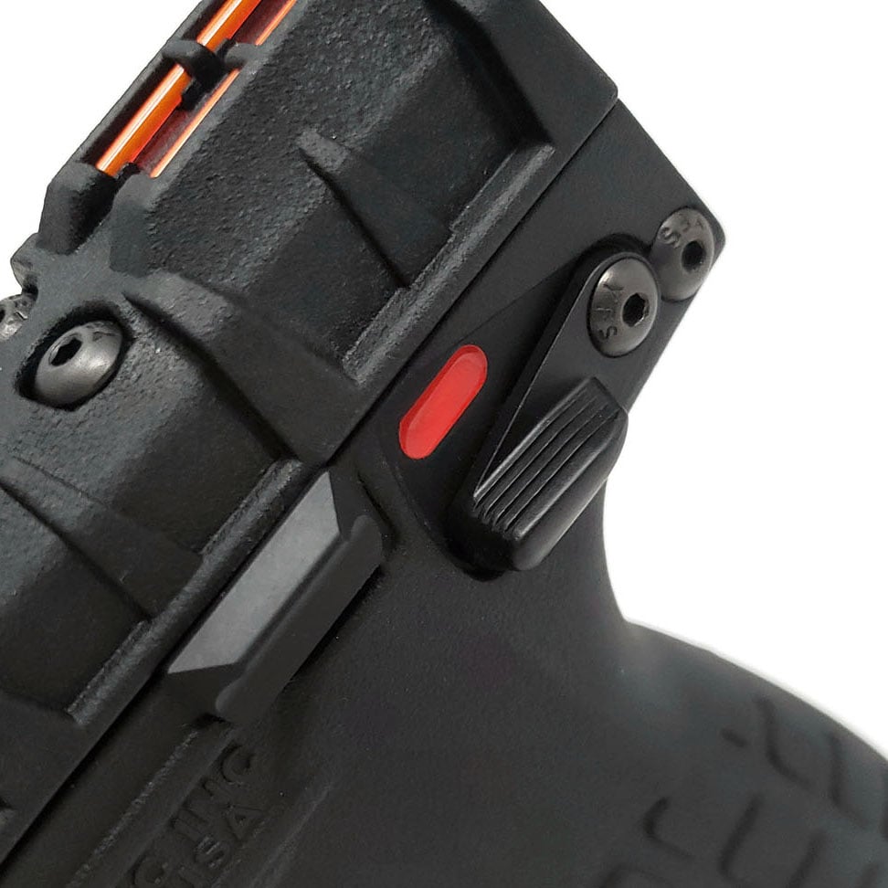 Close-up of KEL TEC PMR 30 Extended Safety Lever on PMR 30